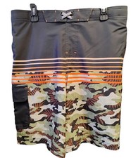 Wonder Nation Boys Swim Shorts Quick Dry UPF 50 Size XL 14-16 Husky Black Camo
