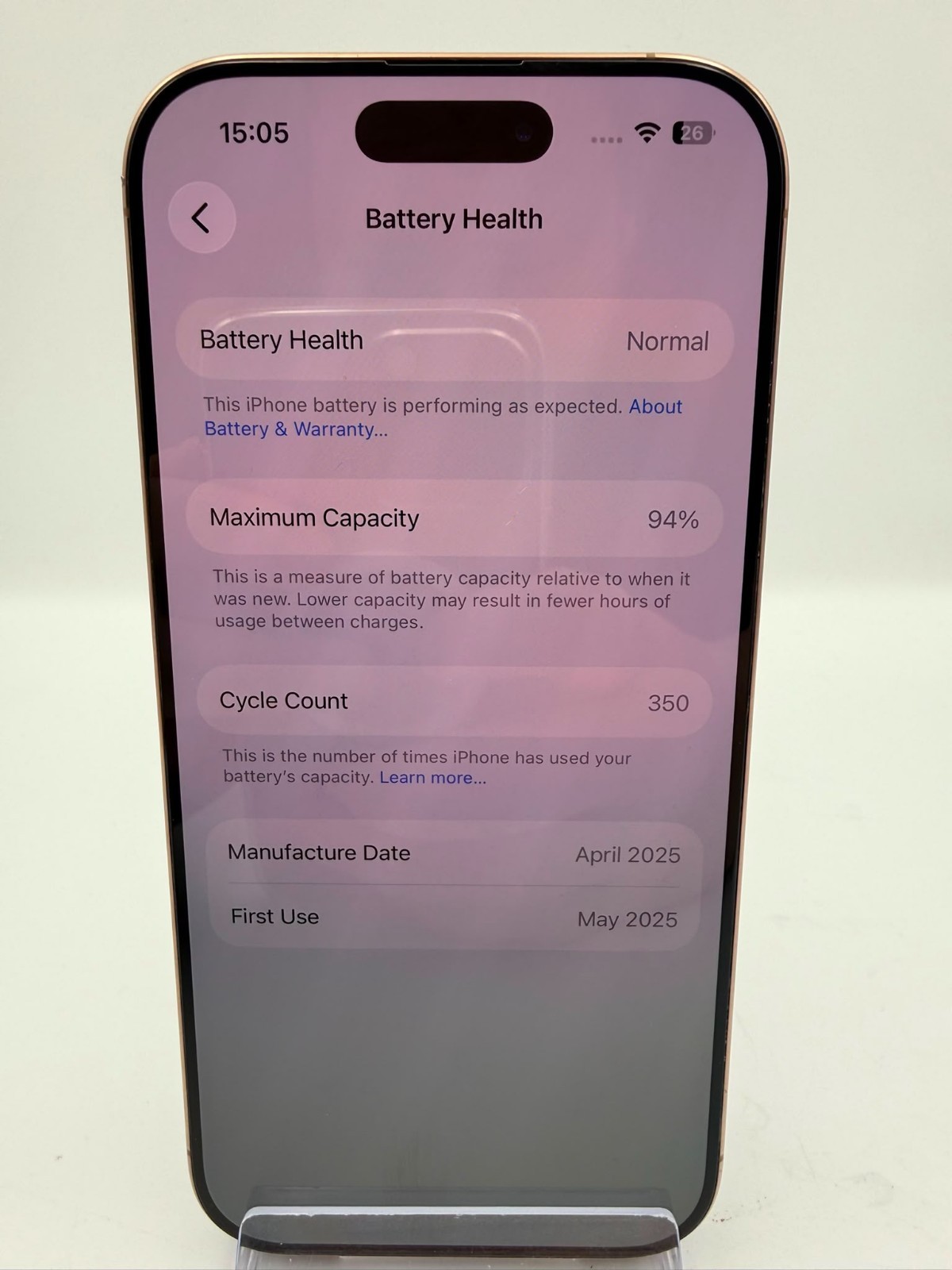 Apple iPhone 16 Pro Desert Titanium 128GB Unlocked 94% Battery Health 350 Cycle