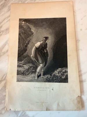 R. Westall Antique Engraving Print Cymbeline Act III Scene VI Portrait Unframed