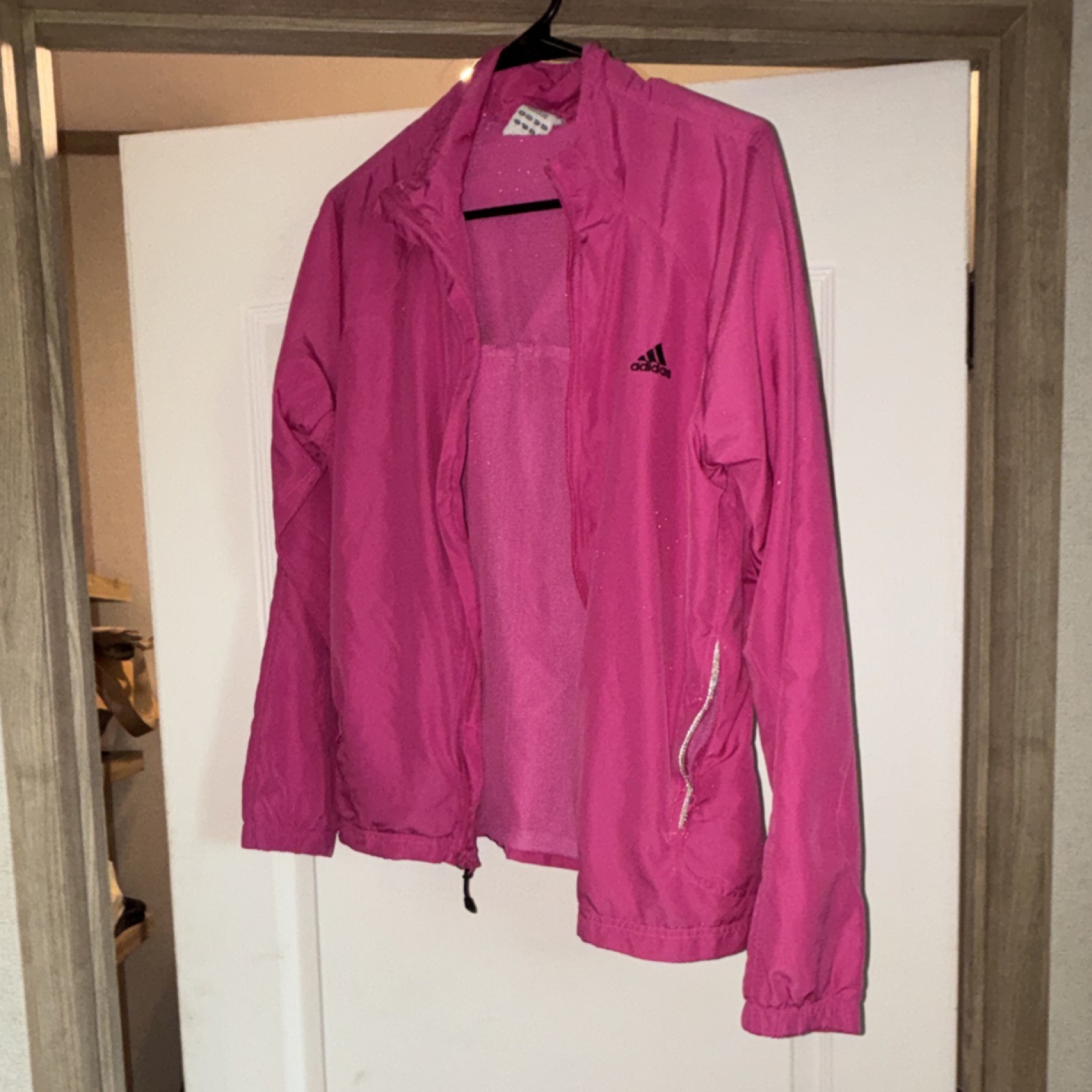 adidas Women's Pink Windbreaker Jacket Full Zip Lightweight Activewear Size L