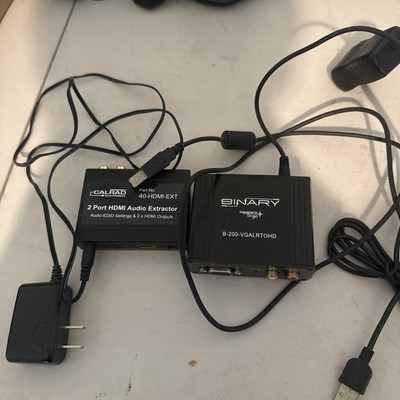 Calrad 40-HDMI-EXT 2-Port HDMI Audio Extractor + Binary B-200-VGALRTOHD Bundle