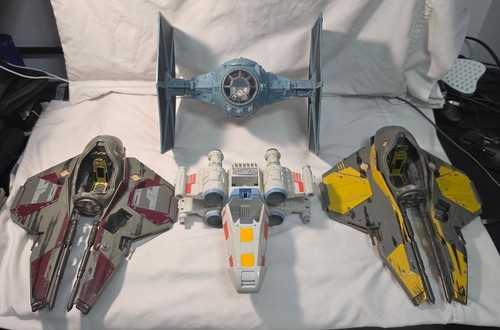 Star Wars Vehicle Lot TIE Fighter Y-Wing Jedi Starfighters Parts Loose Vehicles