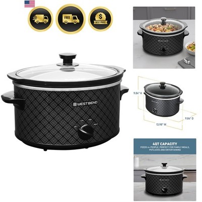 Slow Cooker 4-Quart Manual Crockery Style with Dishwasher Safe Oval Ceramic C...