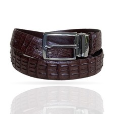 Brown Real Crocodile Hornback Men's Skin Leather Belt 1.5'' Wide Pin Buckle