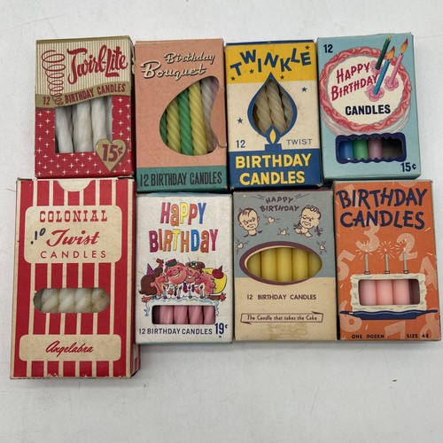 Lot Of 8 Vintage Birthday Candles In Boxes MCM Kitchen Cake Candles