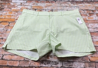 Old Navy High Rise Pixie Shorts Womens 16 Green Check Stretch Casual Ladies
