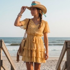 NWT Simply Vera by Vera Wong  yellow flowers dress size L