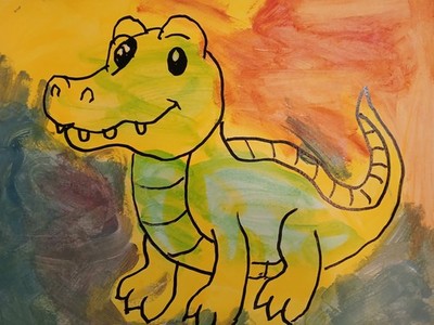 Abstract Expressionism Ollie Gator 11x14  Colorful  Painting Modern Street Art