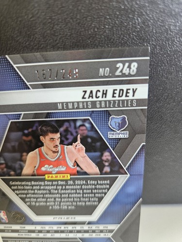 24-25 Mosaic Zach Edey RC/249 Purple Mosaic #248 - Picture 7 of 10