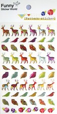 Funny Sticker World Deer Birds and Flowers Epoxy Pattern Sticker Sheet KAWAII 