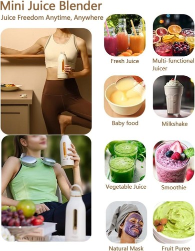 Personal 14oz Portable Blender Rechargeable Mini Juicer Smoothie Shake Maker US - Picture 5 of 17