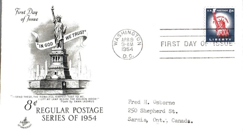 USA FDC - 1954 - 8c Statue of Liberty, Scott # 1041 Artcraft