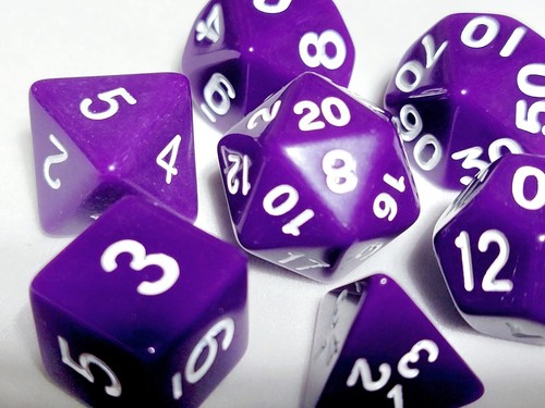 Basic Purple 7 Dice Set Poly RPG DnD Dungeons Dragons AD&D Pathfinder d20 - 第 1/2 張圖片