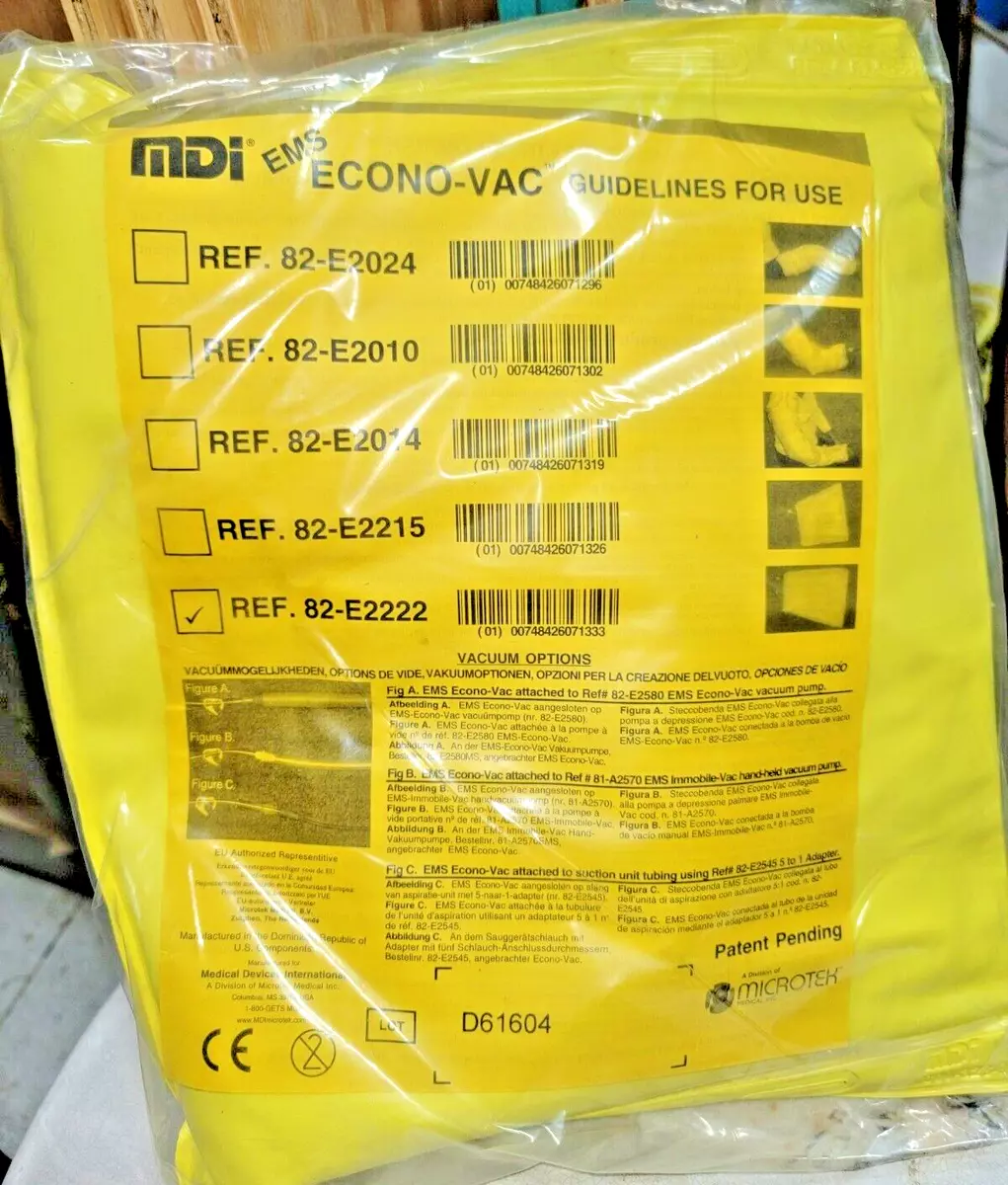 MDI, 82-E2222, EMS ECONO-VAC, LARGE FOREARM AIR SPLINT, ADJUSTABLE 
