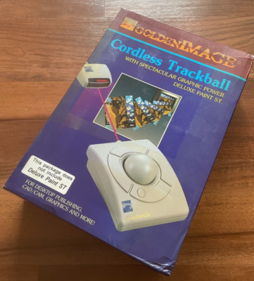 Golden Image GI-8000RP Atari Computer Cordless Trackball COMPLETE w/Paint ST!