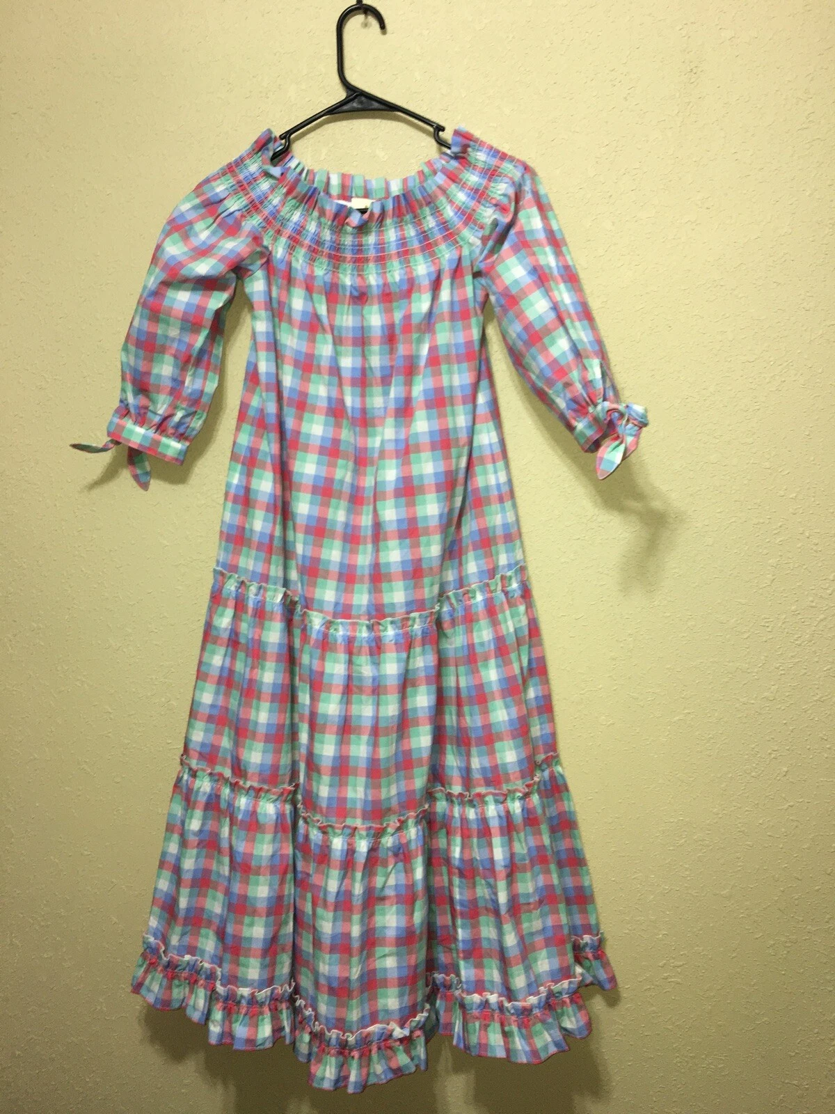 Abito midi Kate Spade Madras a quadretti cotone taglia XXS NUOVO