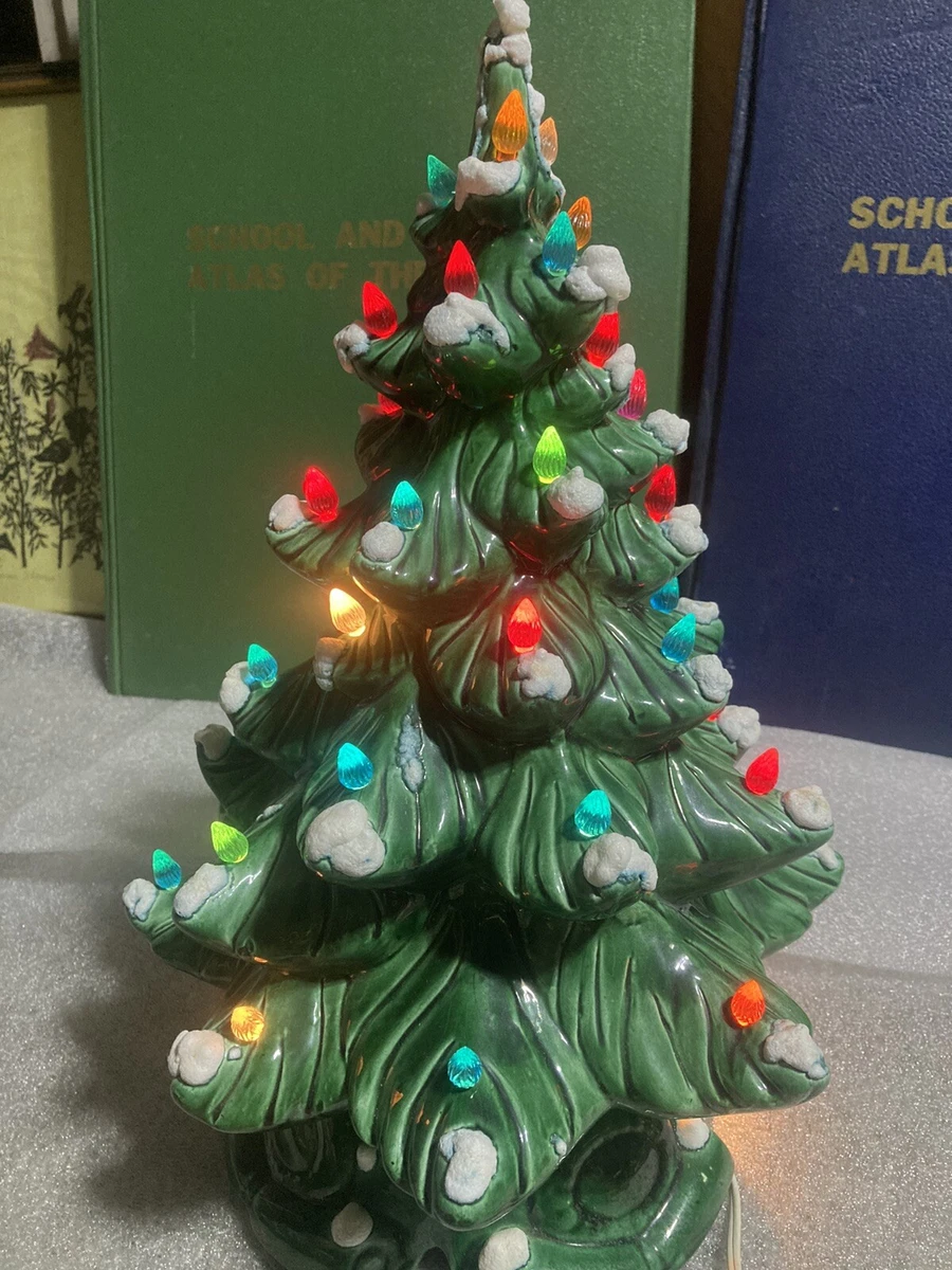 Vintage Ceramic Christmas Tree Atlantic Mold 16 Flocked Snow 2