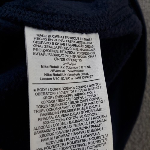 Nike Mens Hoodie Medium Navy Hooded Jumper Sportswear Gym Training Sports Adult - Picture 10 of 11