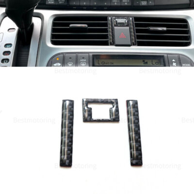 3Pcs Carbon Fiber Hazard Warning Light Panel Trim Cover For Honda Odyssey 05-10