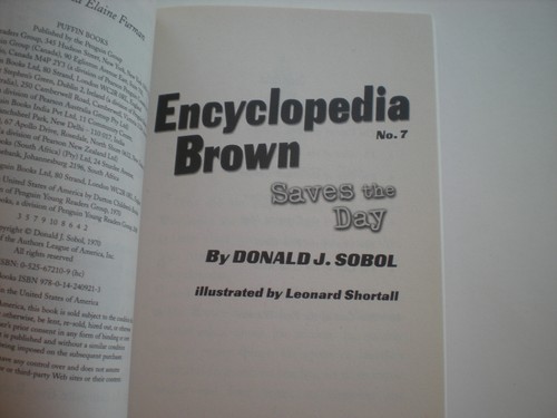 Book: Encyclopedia Brown Saves the Day by Donald J Sobol - Picture 5 of 5