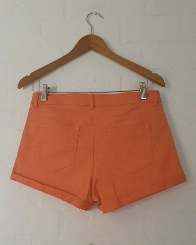 H&M Label Orange Short Hemmed Casual Women Ladies Shorts Size Eur 38 - Picture 2 of 6