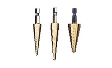 3 Piece Set Steel Titanium Nitride Coated Step Drill Bit Quick Change 1/4" Shank