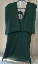 NEW ASOS woman’s size 8 green dress front overstated drape & spaghetti straps 