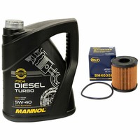 MotoröL Set 5W40 Diesel Turbo 5 Liter + ÖLfilter SH4035P FüR Lancia Phedra 2.0 J
