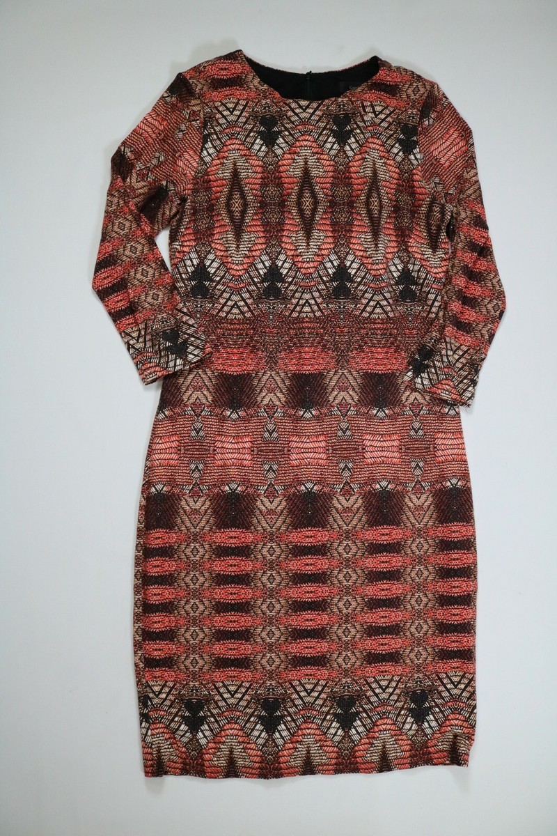 Women's Karen Cane Multicolor 3/4 Quarter Sleeve Dress Small