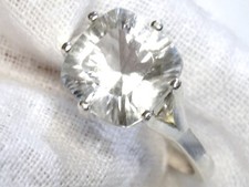 White Natural Topaz Size 6 Ring 925 Sterling Silver 4ct Cushion Concave USA Made
