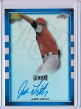 2018 Leaf Perfect Game Metal JACK LEITER BLUE AUTO Autograph RC Rookie 25/30