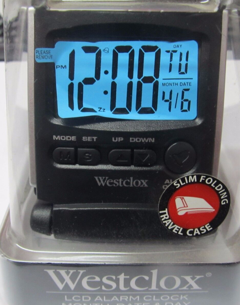 Westclox Travel Alarm Clock LCD Display #72028 NEW
