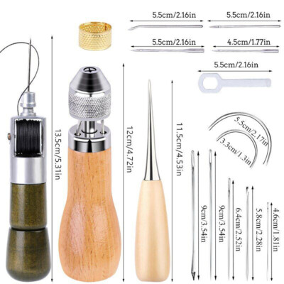 Leather Sewing Awl Thread Kit Machine Speedy Stitcher Shoes Canvas Repair Tool~