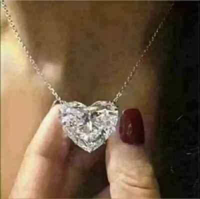 3Ct Heart Cut VVS1/D Diamond Solitaire Pendant 14K White Gold Finish Free Chain