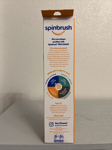 SPINBRUSH PRO CLEAN BATTERY POWERED TOOTHBRUSH-MEDIUM BRISTLES (BRAND NEW-SEALED - Picture 3 of 9