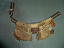 Action Leathercraft ALA 427 Brown 11 Pocket Leather Adjustable Tool Belt 34-38"