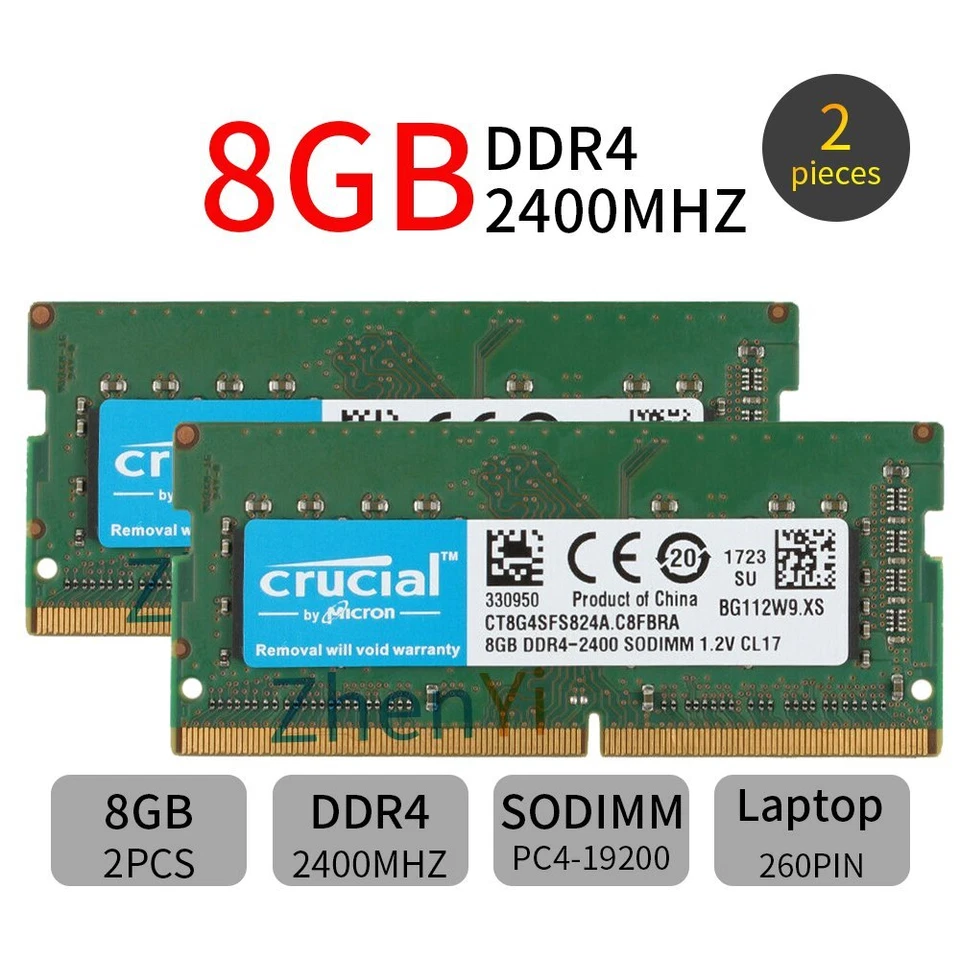 32GB 16GB 8GB DDR4 PC4-19200 2400Mhz SODIMM 260Pin Laptop Memory RAM For Crucial - Image 3 of 4