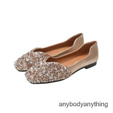Women Bling-bling Flats Shiny Rhinestones Sequins Wedding Party Shoes Plus Size