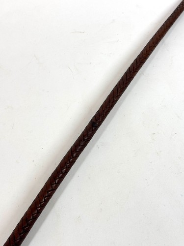 Vintage Antique 24" Braided Genuine Leather Wrist Loop Metal Tip Riding Crop - Picture 6 of 7