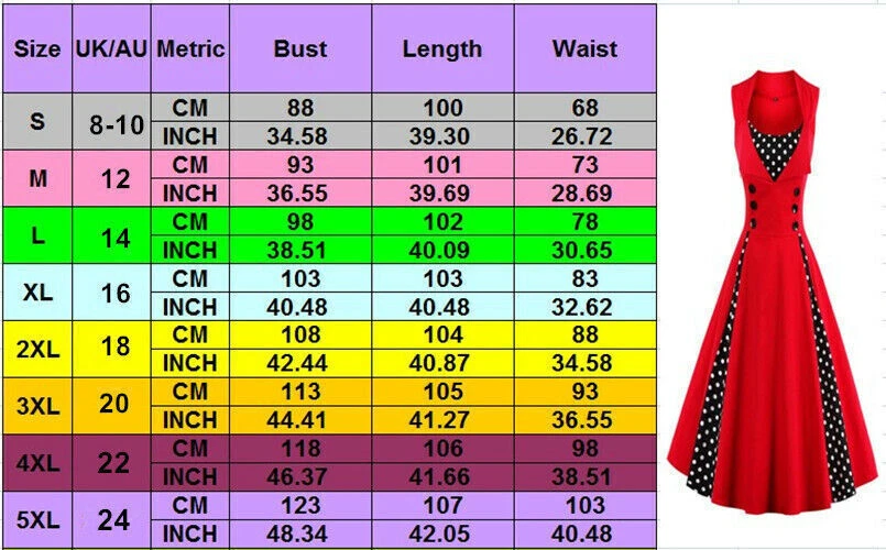 Women Vintage 1940s 50s Rockabilly Evening Party Summer Swing Dress Plus Size AU - image 3 of 4