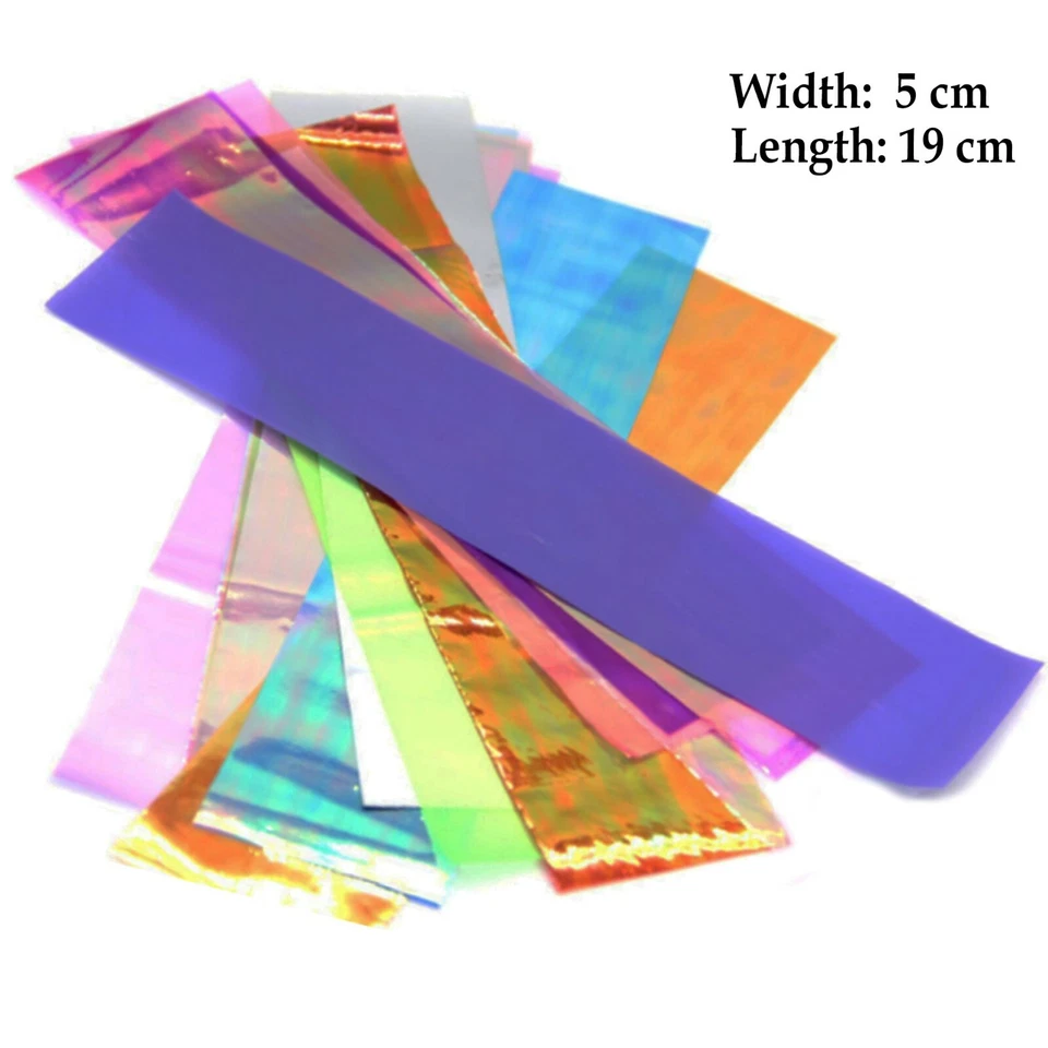 Láminas de película para uñas de vidrio roto holográficas de celofán iridiscente 24 un. Foto 4 de 4
