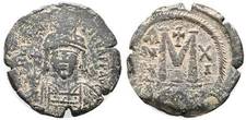 Byzantine Bronze 40 Nummi - Constantinople 582-602 AD - Maurice Tiberius