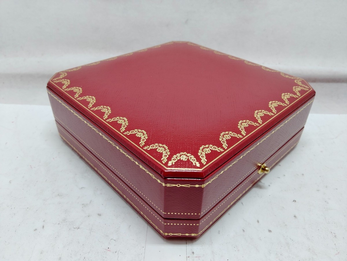 VINTAGE GENUINE CARTIER red watch box case wood leather VINTAGE GENUINE CARTIER red watch box case wood leather