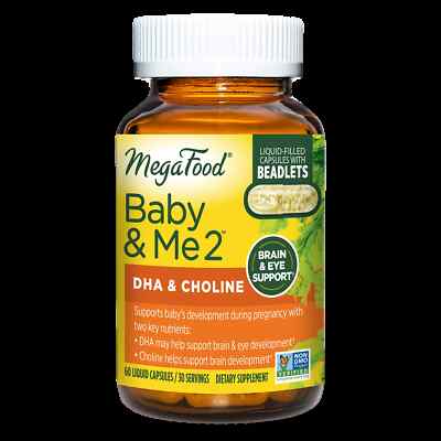 MegaFood Baby and Me 2 Prenatal DHA, 60 Caps - Baby's Brain and Eye Development