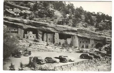 RPPC Postcard Old Cars VIew Manitou Cliff Dwellings Colorado CO 