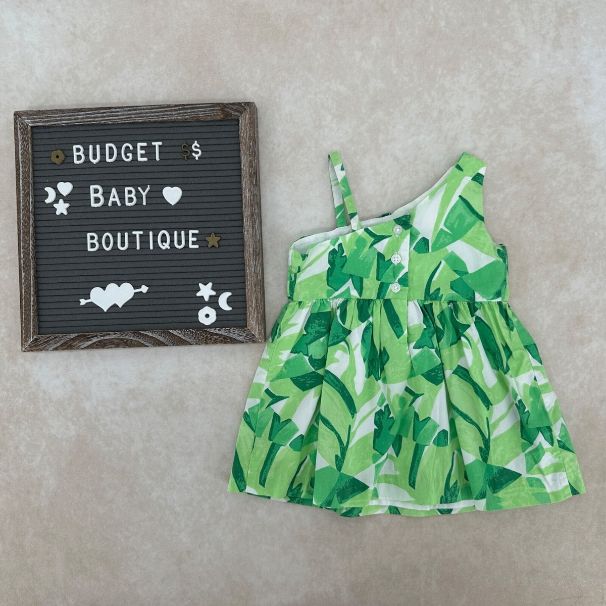 janie and jack green dress Tropical Leaf Size 6-12 Months length:Long