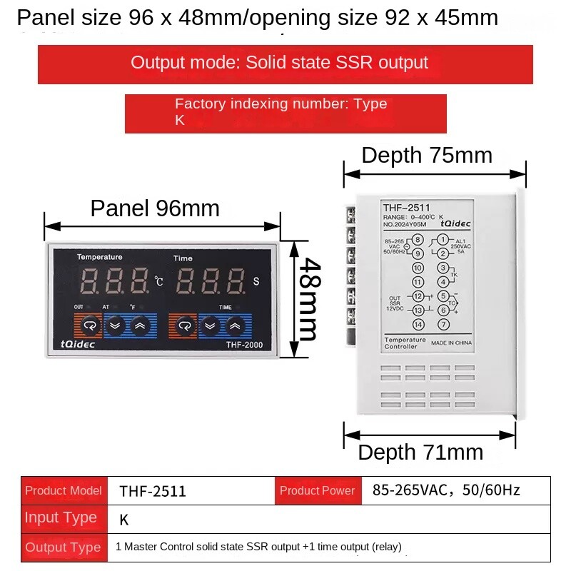 THF-2511 Horizontal, Type K, Solid State SSR Outputs