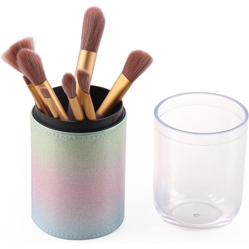 with Clear Lid Make Up Cup Organizer Small Cosmetic Storage for Vanity Covered