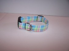 Wet Nose Designs Spring Fancy Dog Collar Pastel Blue White Plaid