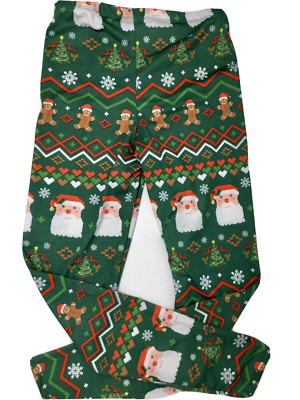 Women's Christmas Santa Gingerbread Festive Green Leggings Size Small